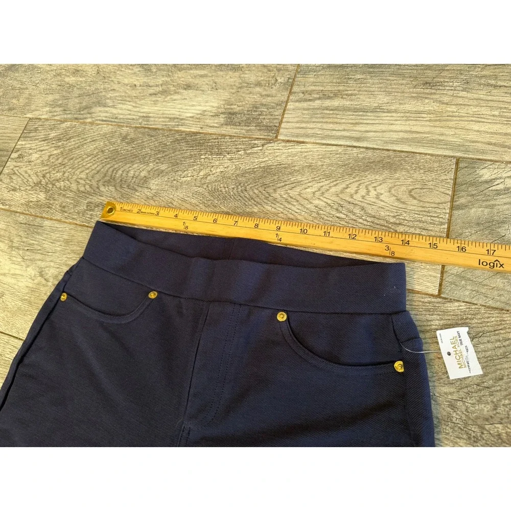Michael Kors Leggings Medium‎ Navy Blue Pull On Skinny Trousers Womens NWT Pants
